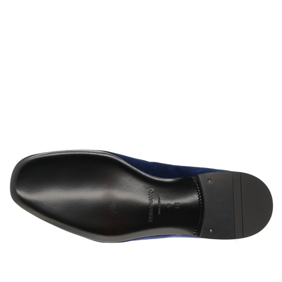 Salvatore Ferragamo Donovan Tassel Loafers Oxford Blue Velvet Fabric Size 9 New - Picture 6 of 6